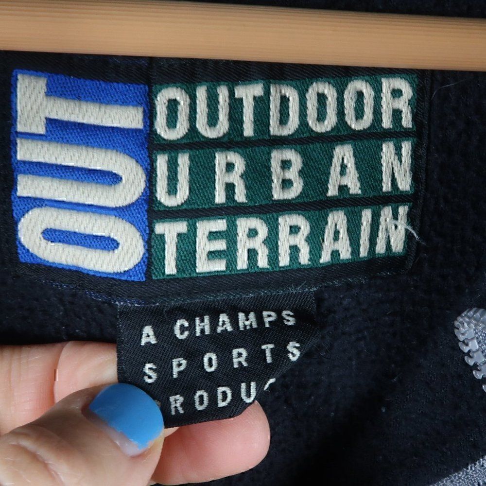 OUTDOOR URBAN TERRAIN BLACK & GREY FLEECE 1/4 ZIP PULLOVER JACKET SIZE LARGE - Picture 2 of 9